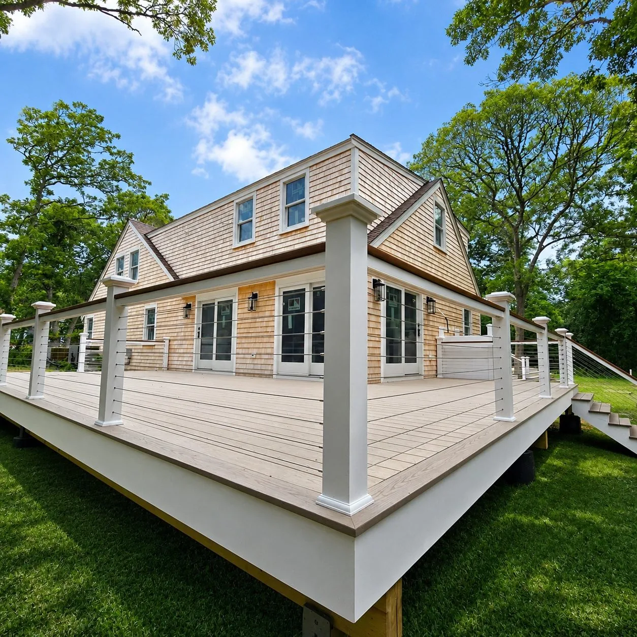 Redline deck preview: composite decking with cable rail